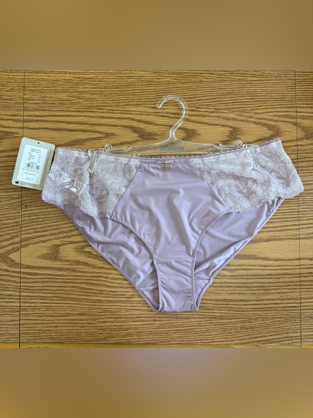 Amoena Feminine Lilac Lace Panties size 12 NWT Lace stretches and is not itchy!